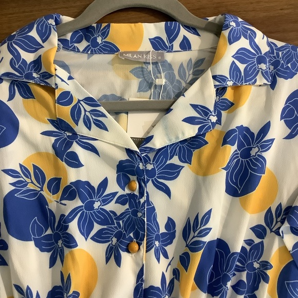 NEW Milan Kiss women’s tie-waist midi floral dress short sleeve size small - Picture 4 of 13